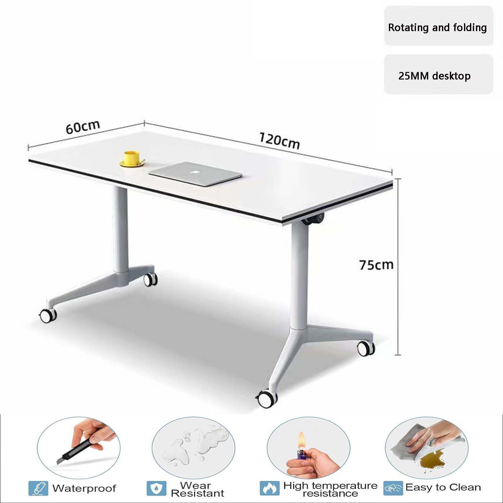 Klappbarer Konferenztisch, moderner mobiler Besprechungstisch mit geräuschlosen Rollen, für Büro, Empfang, Klassenzimmer und Schulung, Zwei Stück, 120 x 60 x 75 cm