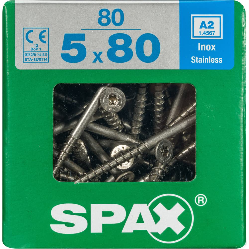Spax Silver 4197000500806 80Mm Screw (Bolt, Stainless Steel, Wood, Flat Head, Torx, )