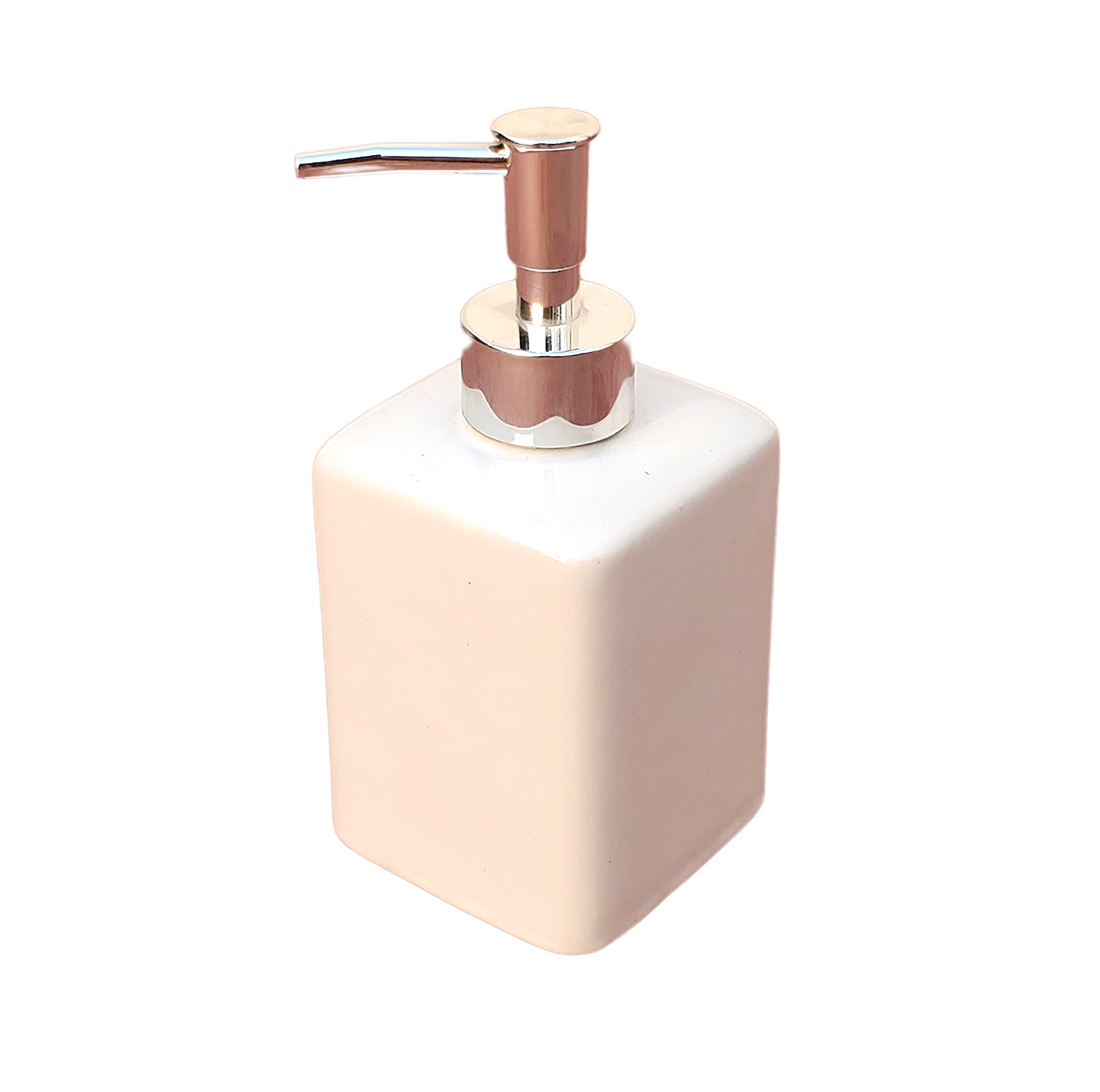 Pure Source India Ceramic Soap Dispenser, 1 Piece, Capacity-200Ml, Natural White
