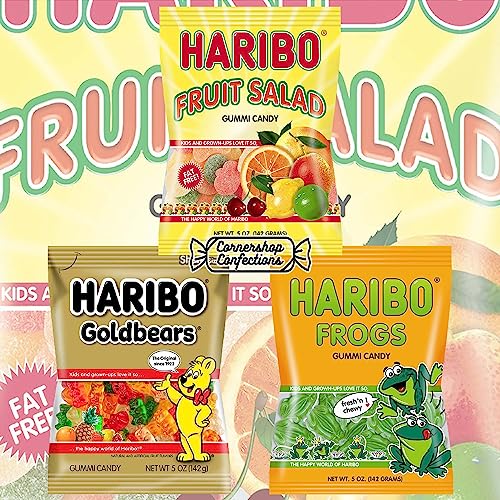Haribo Gummy Candy Monster Variety Gift Pack - 18 Different Flavors - Over 5 Pounds - Watermelon, Berries, Peaches, Sour Streamers, Dinosaurs, Funtastic, Sour Sghetti, Frogs, And More In Gift Box #TOP7