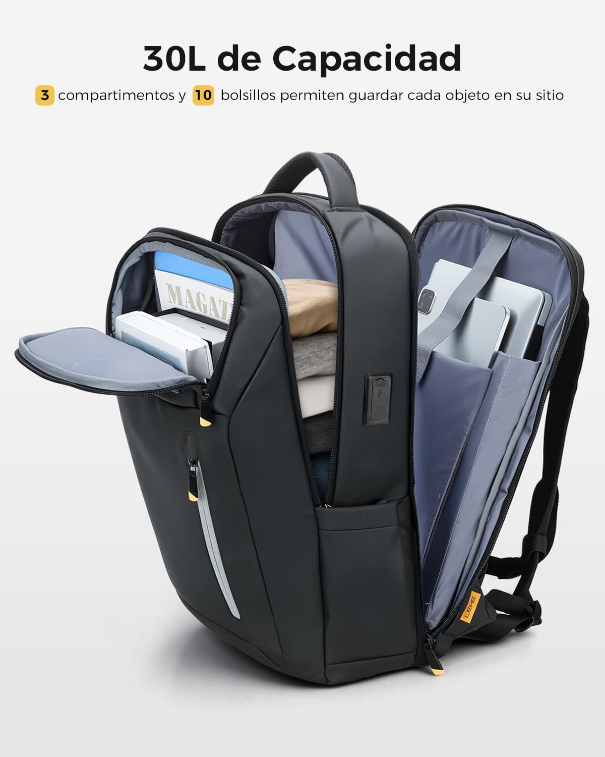 17.3“ Mochila Ordenador Portatil,30 L Mochila Ejecutivo Hombre