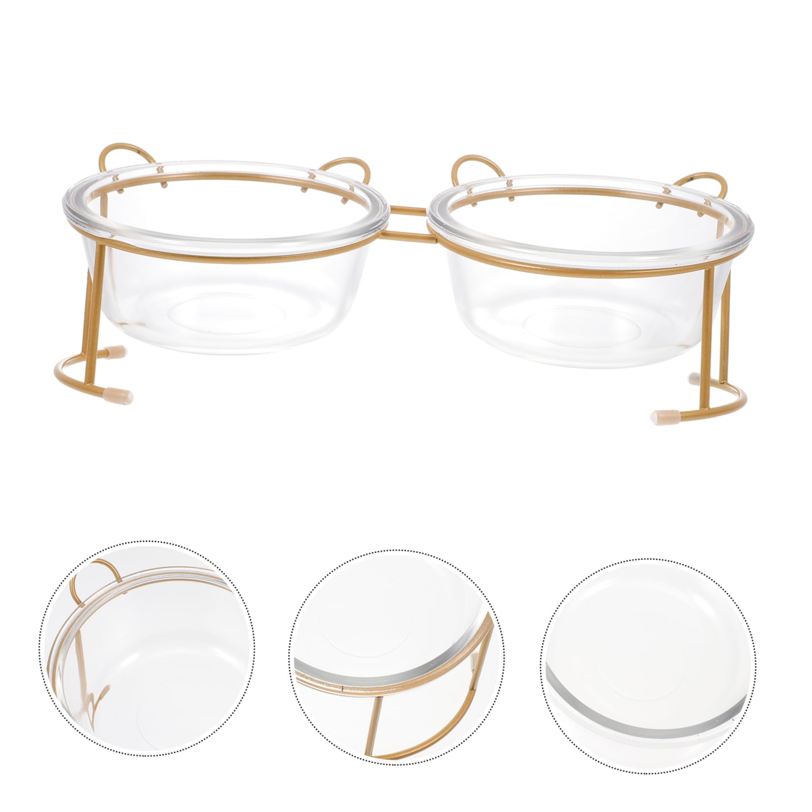 Erhöhter Katzennapf aus Glas mit Eisenständer Doppel Schüssel für Katzen Leicht zu Reinigen Schont die Halswirbelsäule