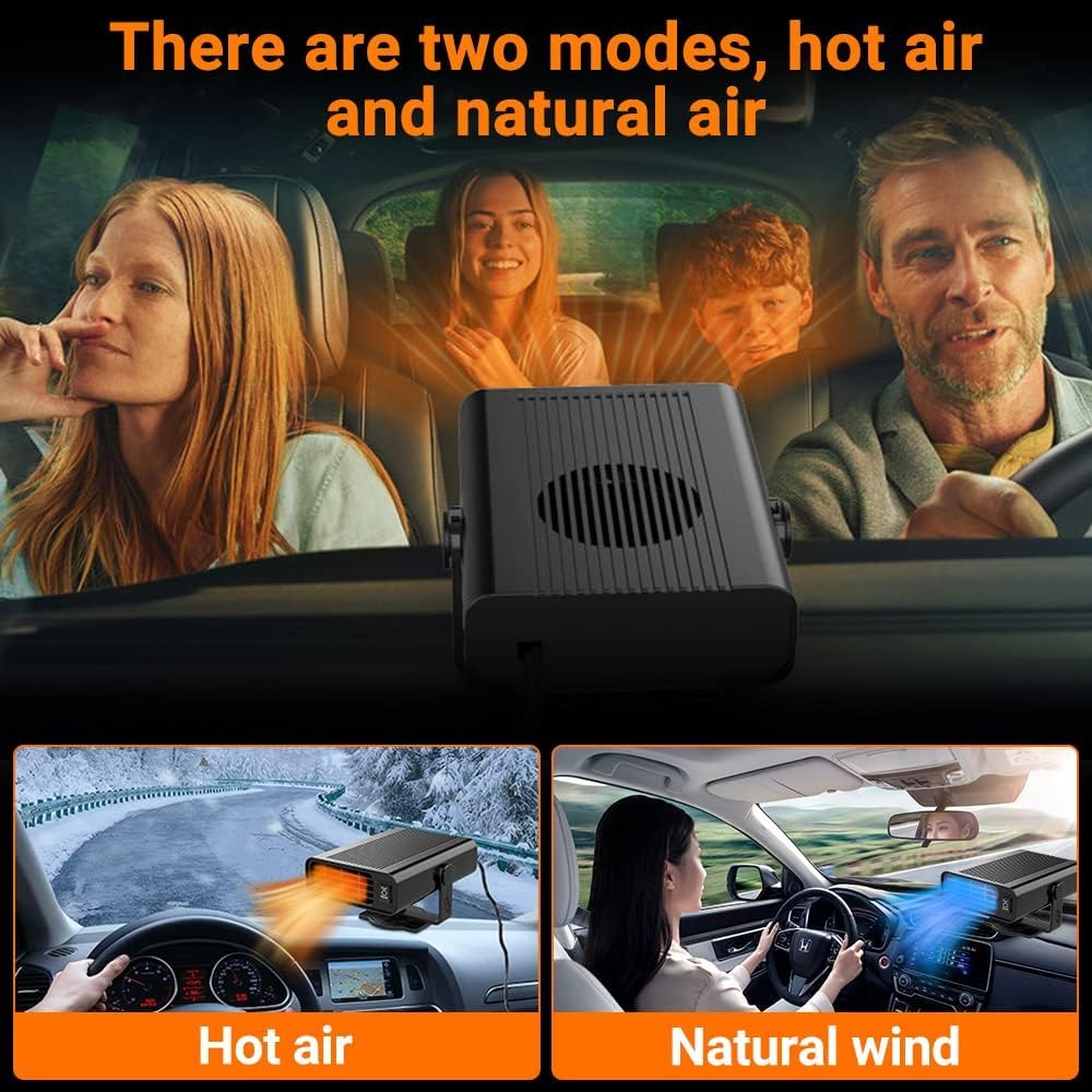 Chauffage de voiture 12V - Ventilateur chauffage de voiture portable d'hiver 150W anti-buée dégivreur chauffage automobile réchauffeur et dégivreur chauffage refroidissement avec