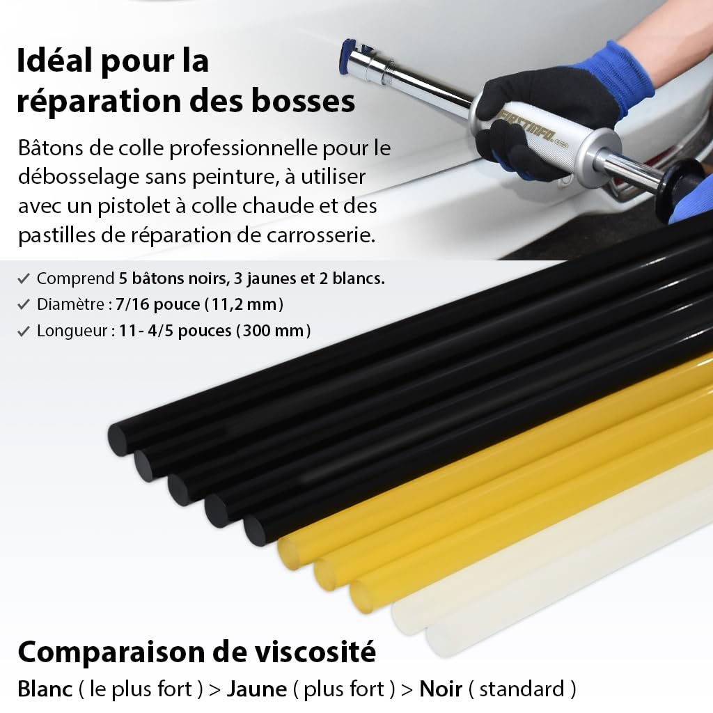 FIRSTINFO Marteau à Inertie Pneumatique Débosselage 3 Ventouses | Kit complet 20 pastilles+colle, valve laiton, 70-170 PSI, idéal grêle et bosses portière, garantie 12 mois, réf. A1501EUY1