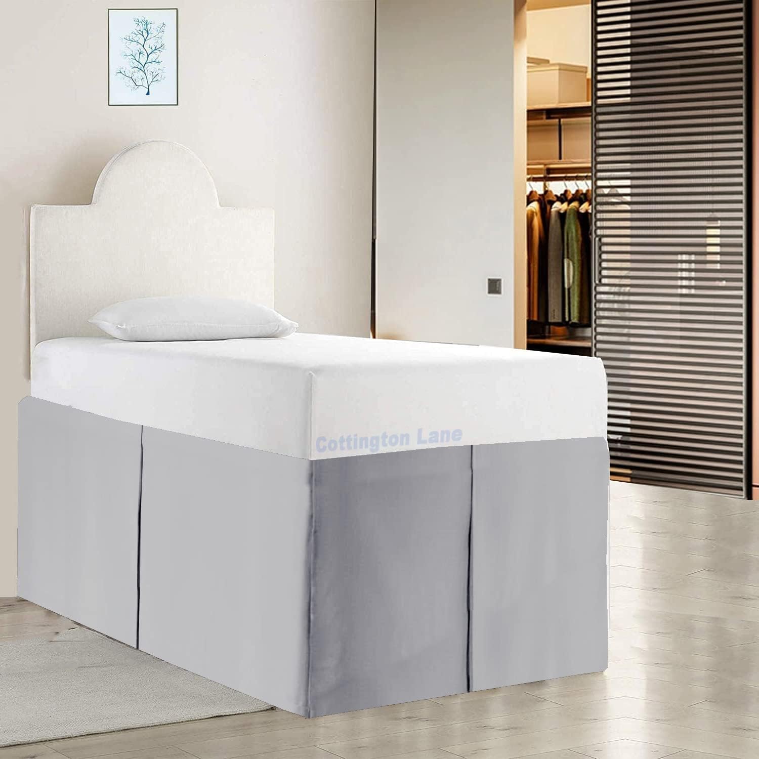 Tailored Dorm Sized Bed Skirt Light Grey College Dorm Bed