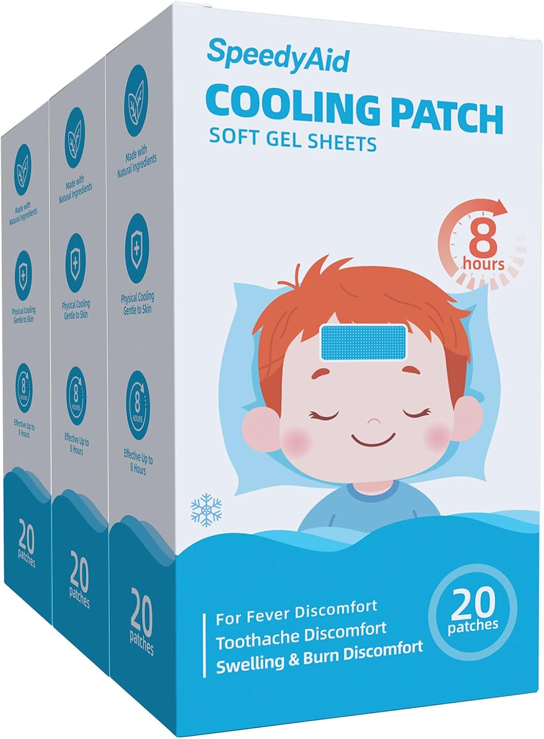 60 PCS Cooling Patches for Fever Discomfort, Fever Patch for Kids,3 Boxes