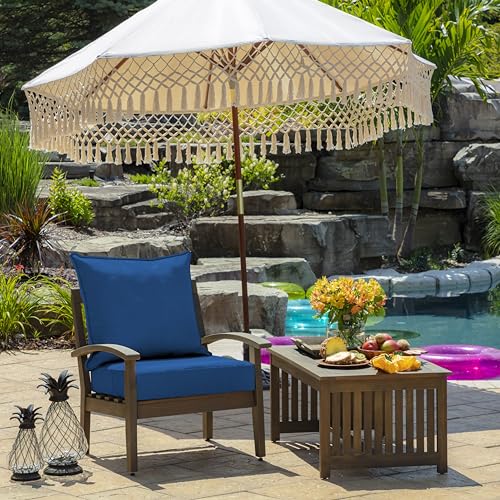 Image of Arden Outdoor Foam Deep Seat Cushion Set, 24 in x 24 in, Weather-Proof, Rain-Proof, Fade Resistant Patio Cushion, Bottom and Back Cushion for Chair, Sofa, and Couch Cobalt Blue Texture