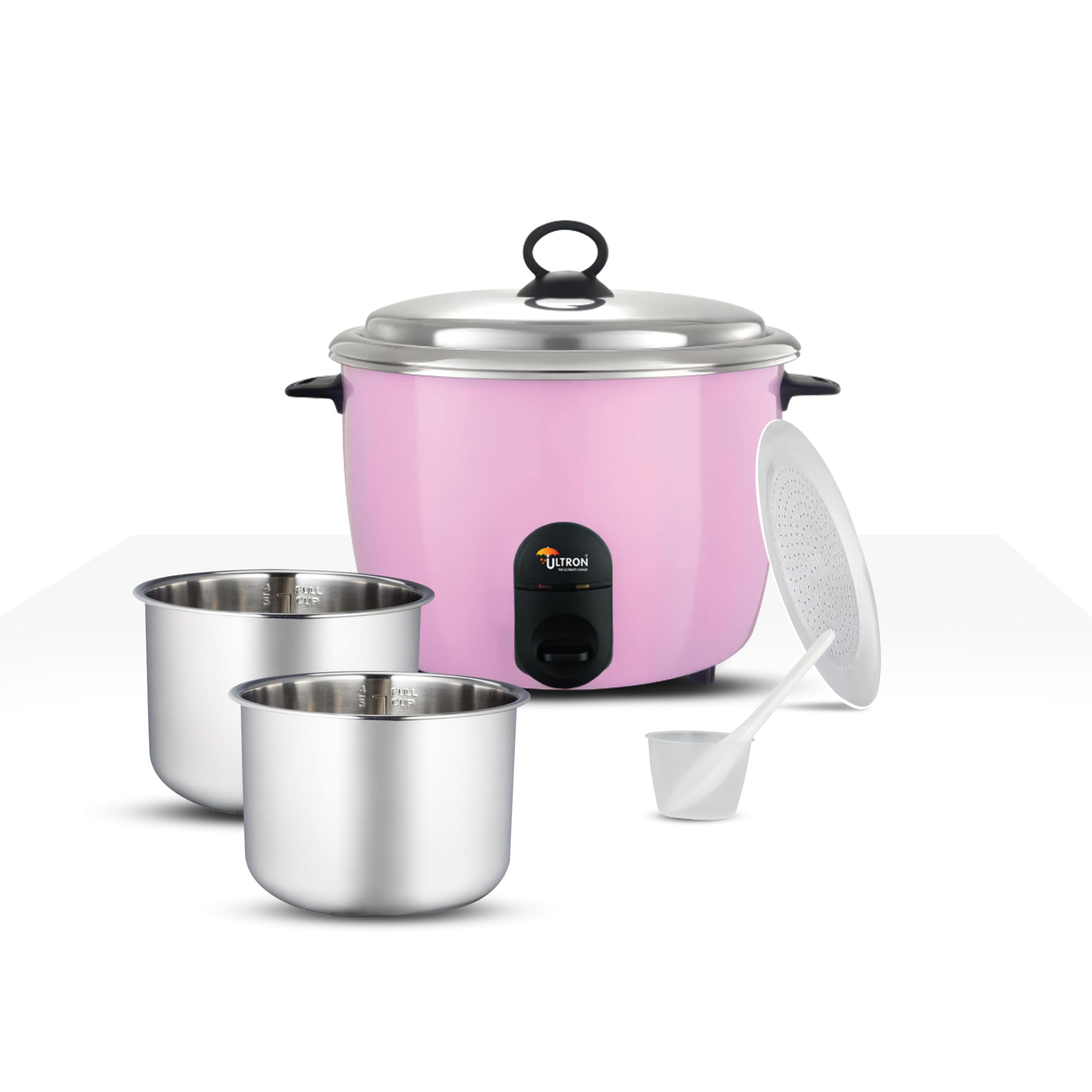 Ultron Cook Mate SS 1.8 Electric Rice Cooker | 700W | 1.8 Litre Capacity | Stainless Steel Inner Pot | Automatic Cook & Keep Warm | LED Indicator | Measuring Cup & Steaming Plate Included (Pink)-image-15