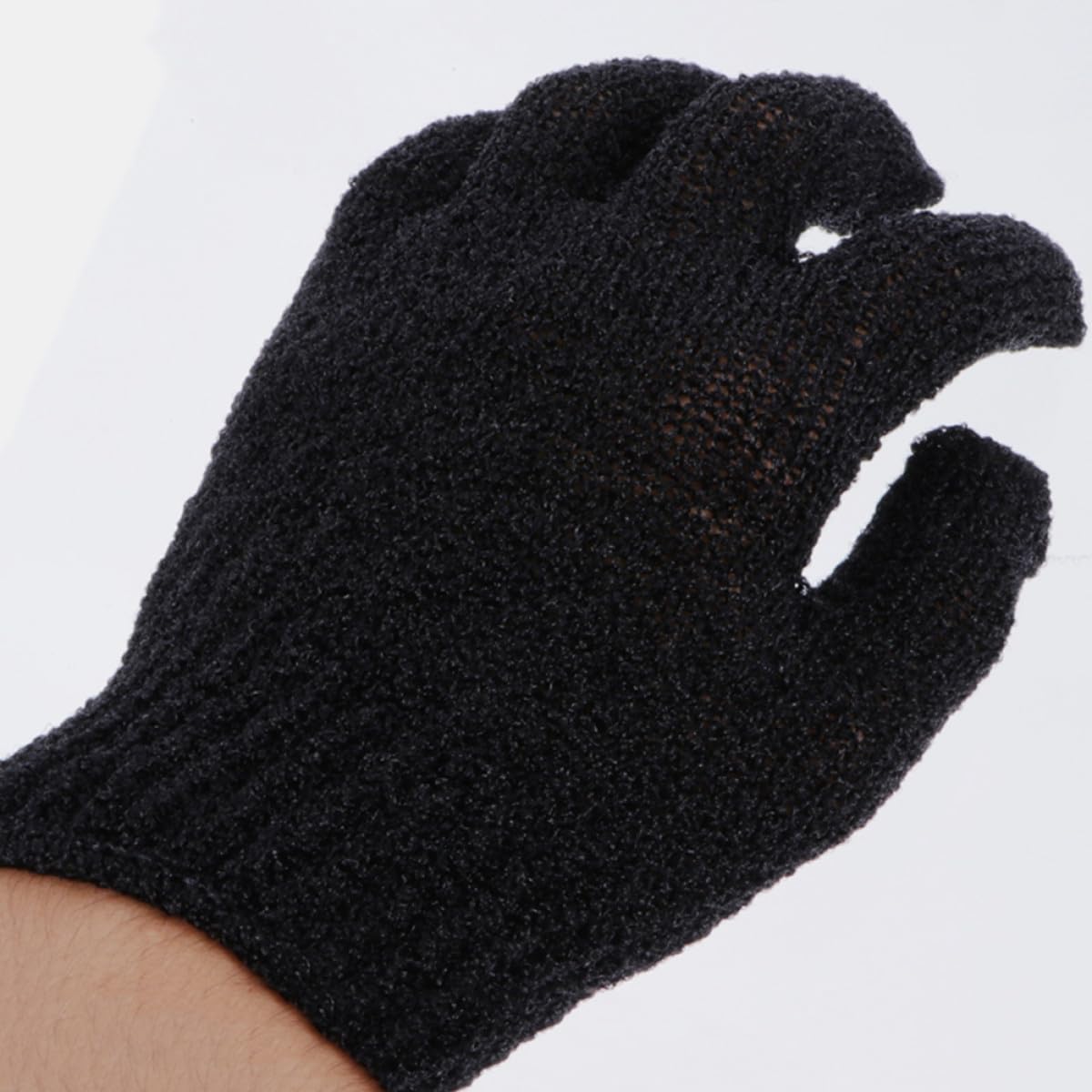 MERRYHAPY 6 Pairs Black Exfoliating Bath Mitts for Deep Cleansing and Dead Skin Removal, Shower Scrubbing Gloves for Body and Face, Sturdy Hand Exfoliator Gloves for Sensitive Skin