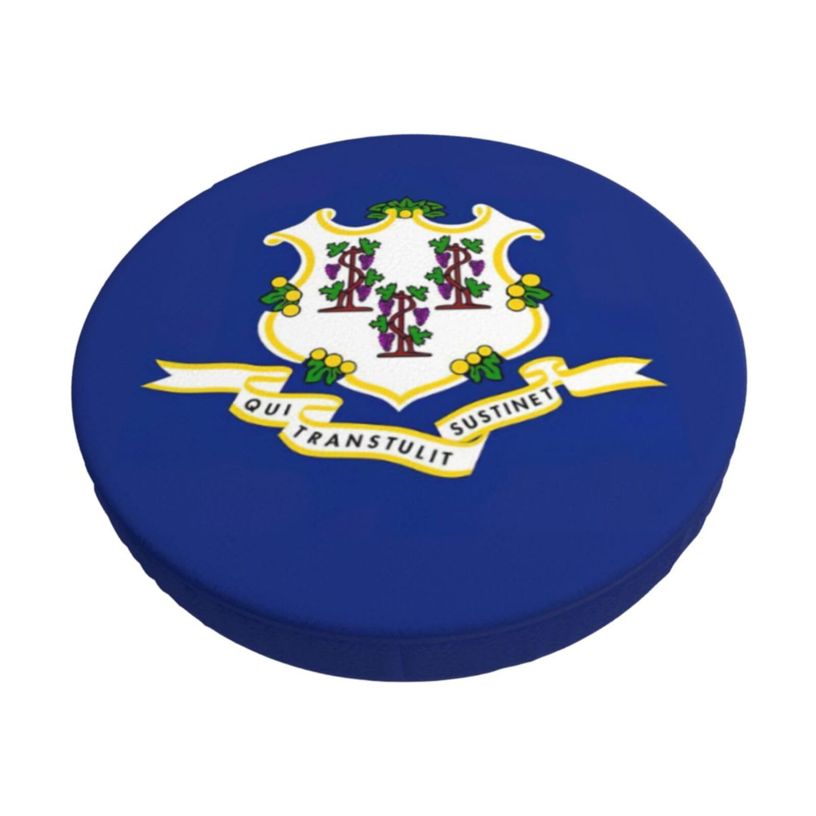 ACVnbm Connecticut State Flag Print Round Bar Chair Cushion Cover, Elastic Chair Protector For Kitchen Bar Dining