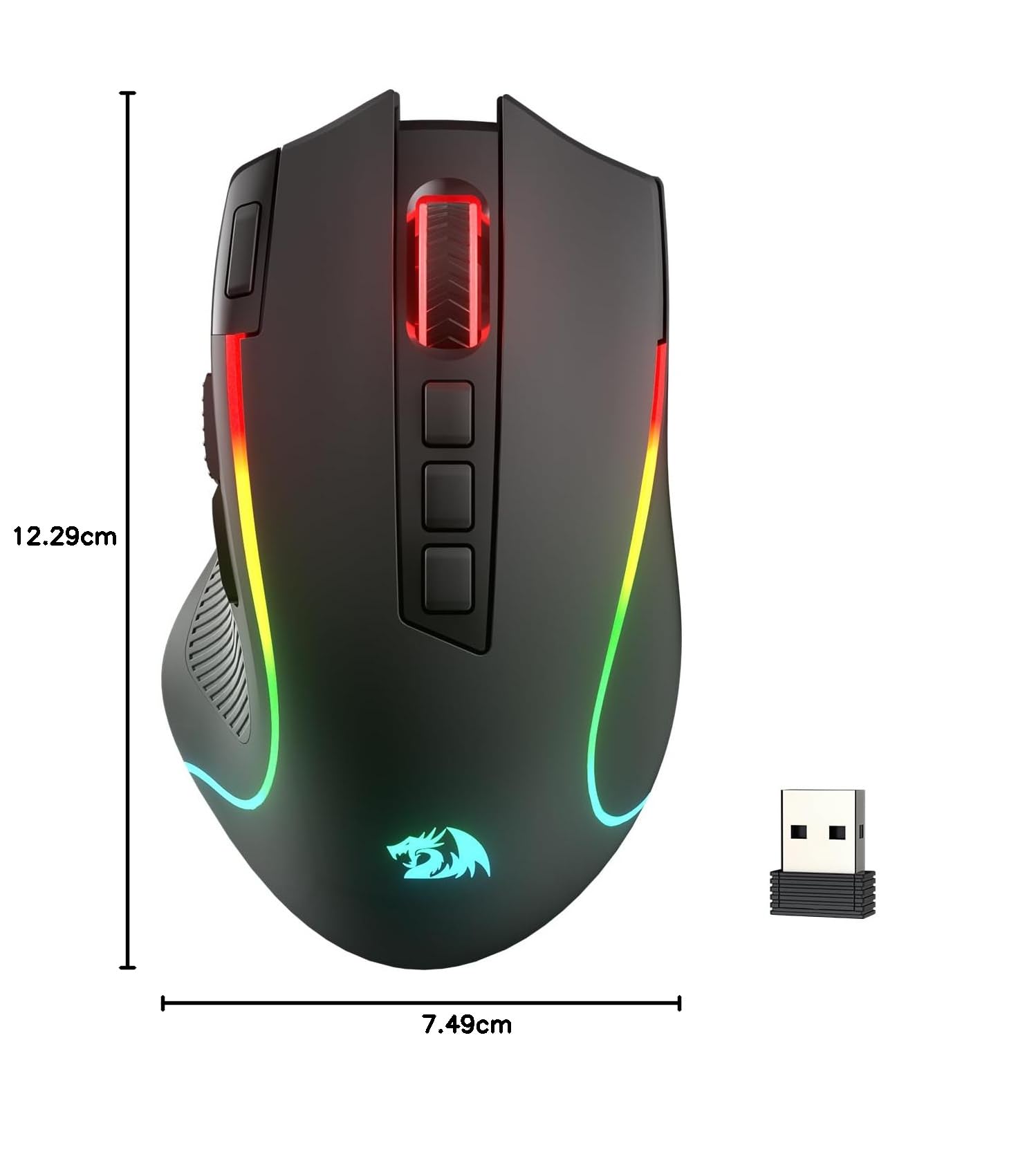Redragon M612 Pro RGB Gaming Ratón 8000 dpi con Cable/inalámbrico Gamer Mouse con 9 Botones programables y 6 Modos de retroiluminación BT & 2.4G Soporte de Software inalámbrico