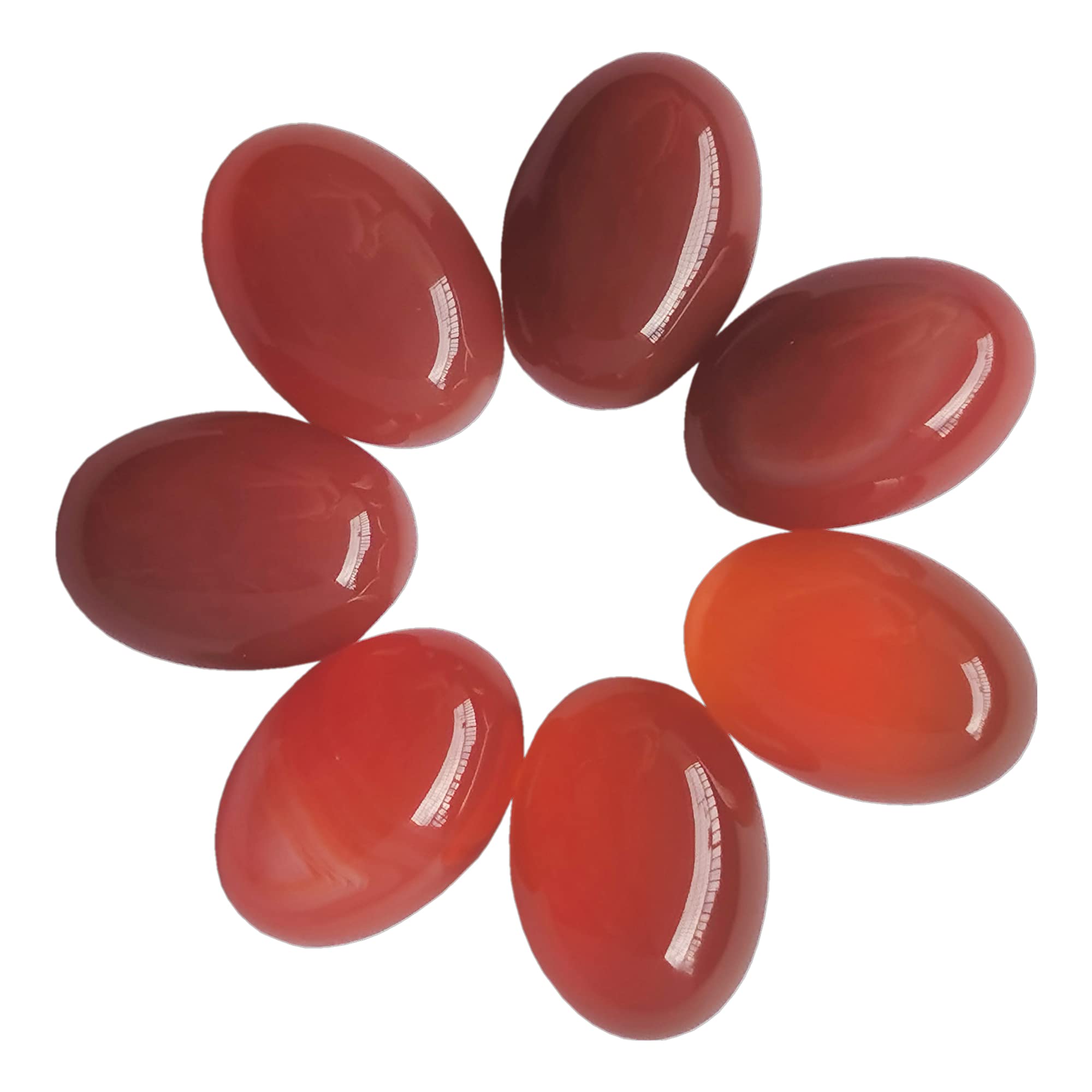 ManekiekoManekieko 7 Pcs Natural Carnelian Oval Cabochons Flatback Crystal Stone Gemstones Beads for Jewelry Making DIY,18x13mm