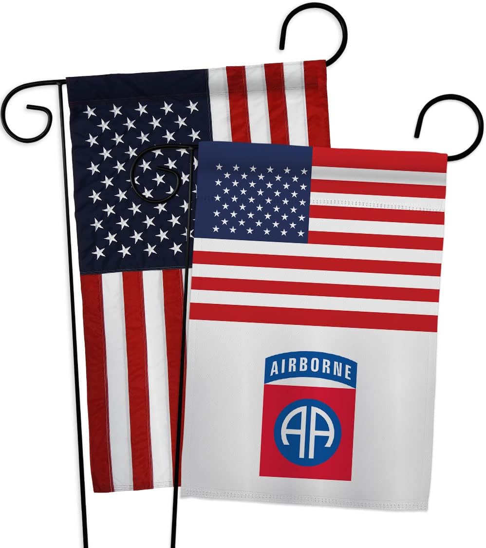 US 82nd Airborne Garden Flag - Pack Armed Forces Army Rangers United State American Military Veteran Retire Official USA Applique - House Banner Small Yard Gift Double-Sided Made in 13 X 18.5