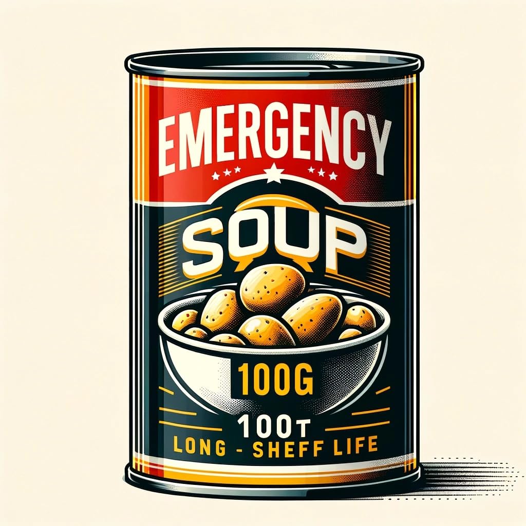 Emergency Food Kartoffelsuppe, Notvorrat beim Campen, Trekking, etc. Stärkend und nährend. 12 x 1,2l Dose
