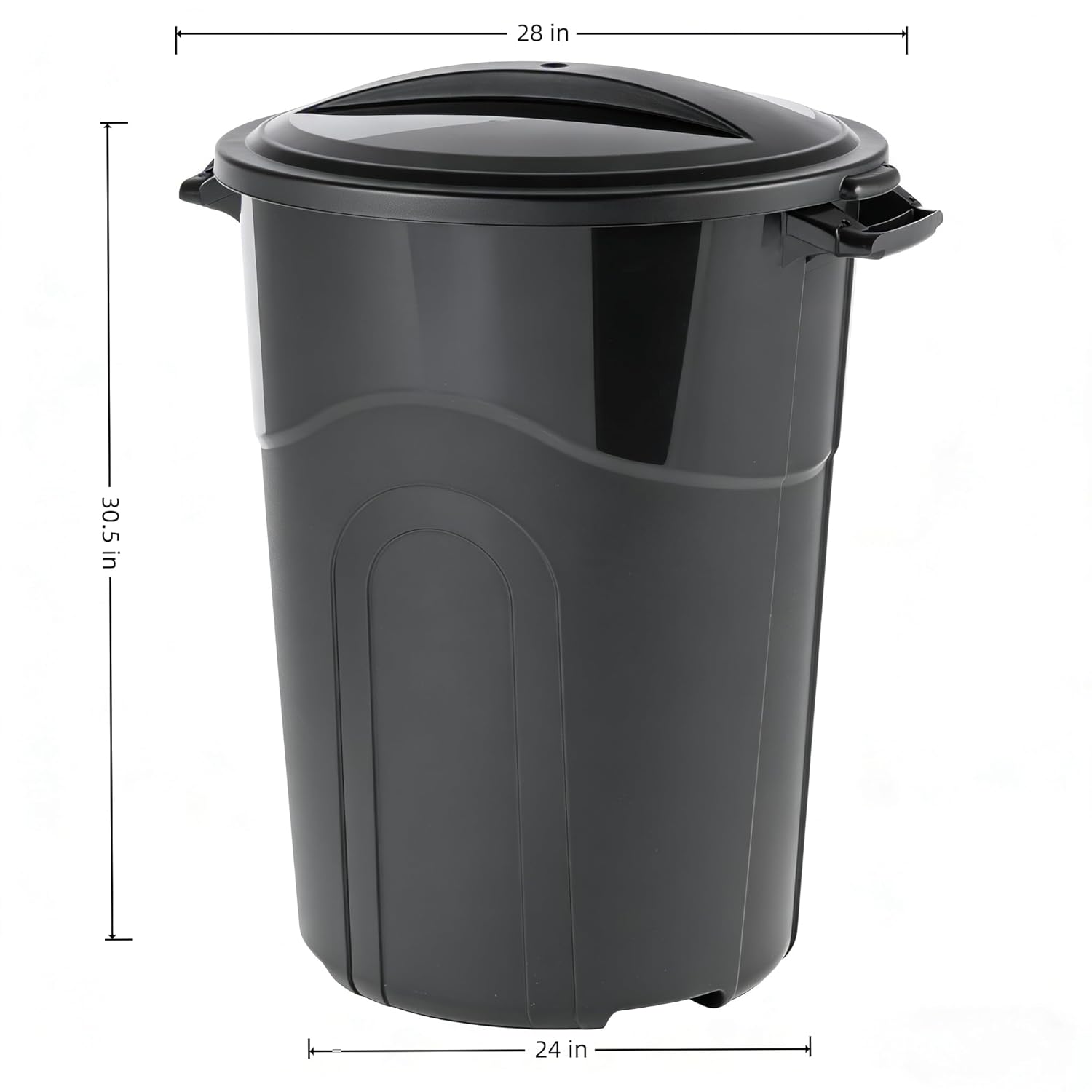 Black 32 Gallon Heavy Duty Plastic Garbage Can, Outdoor Trash can with Lid, Included Click Lock Lid and Sturdy Handles Garbage Bin for Outdoor, Kitchen, Garden, Garage