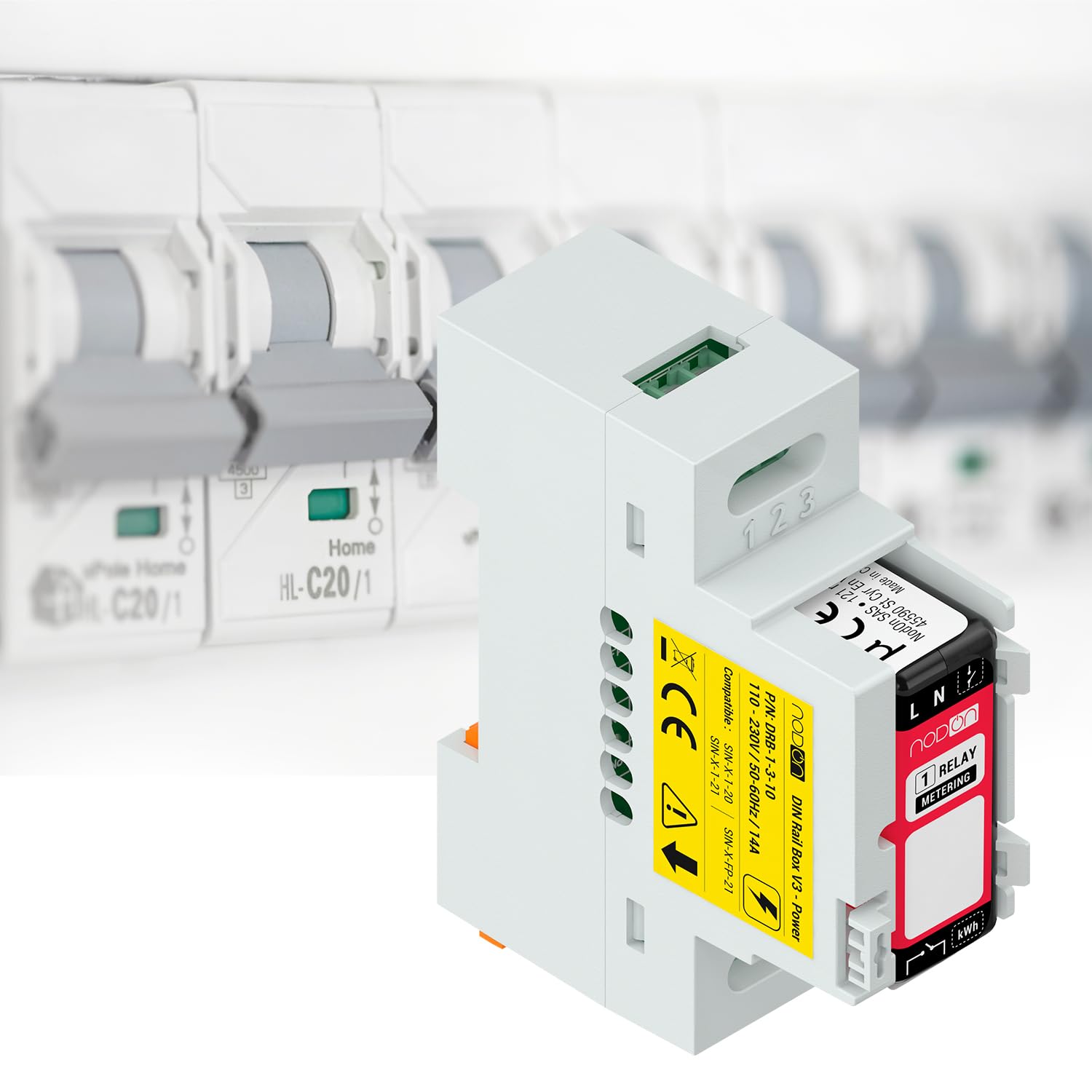 NodOn - Boîtier Rail DIN "Power" pour modules NodOn Zigbee et EnOcean, pack 5 unités, accessoire, tableau électrique, compatible modules SIN-(x)-1-20, SIN-(x)-1-21, SIN-(x)-FP-21