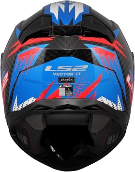 LS2 Unisex Vector Ii Carbon Tantic Red Blue Integraler Motorradhelm