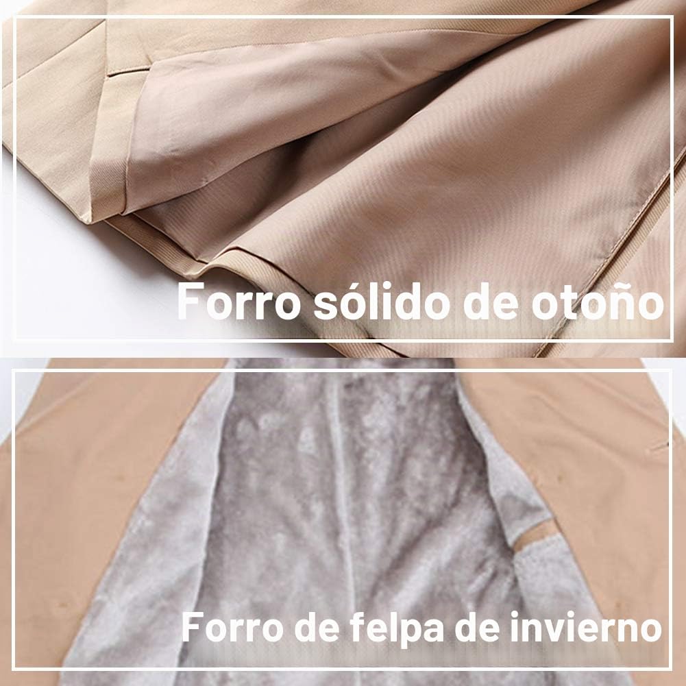 Pantete Gabardina de doble botonadura para hombre, de gran tamaño, casual, cortavientos, con solapa, abrigo largo