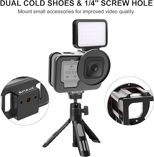 Miniatura 4 de PULUZ Funda de metal para GoPro Hero 11 NegroHero10 NegroHero 9 Carcasa protectora negra Carcasa de aleación de aluminio CNC jaula protectora con