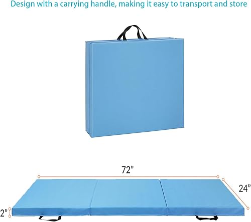 Miniatura 7 de Tapete de gimnasia de 2 pulgadas de grosor, piel sintética, impermeable, plegable, fácil de transportar, duradero, equilibrio, entrenamiento en casa