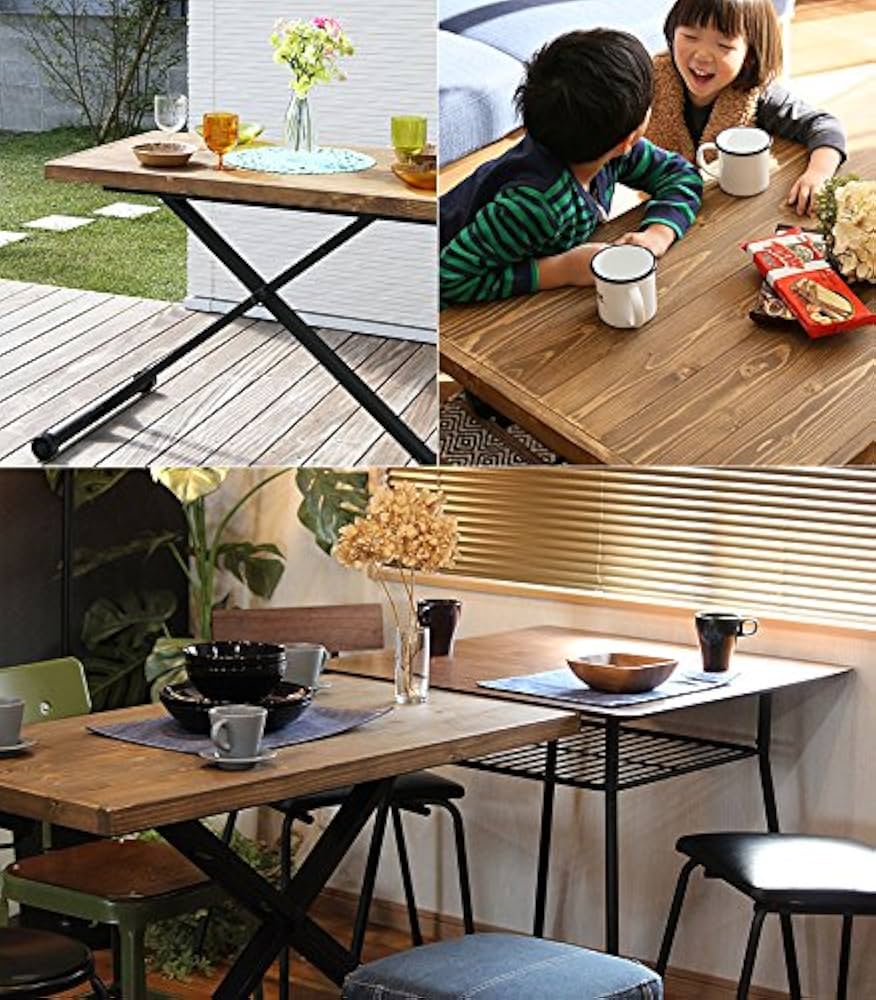 Amazon.co.jp: 快適ホームズ 天然木 パイン材 昇降式テーブル