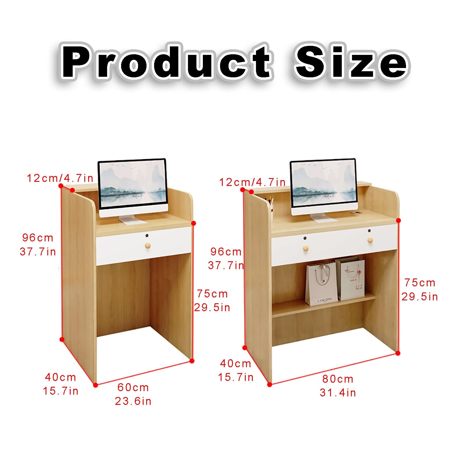 Büro theke Rezeption Tisch Empfangstheken Empfangstheke mit Schubladen Tisch mit schubladen Zeitgenössischer Empfangsschreibtisch Moderner Empfangstresen, for Büro Bekleidungsgeschäften(Wit)