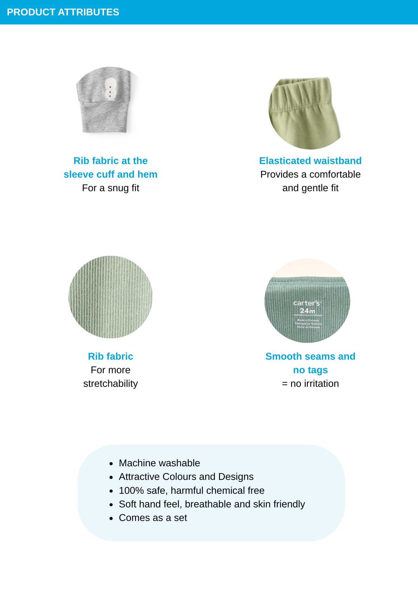 Carter's Set pigiama da ragazza, 4 pezzi, a maniche lunghe, vestibilità aderente con morbido cotone traspirante, scollo rotondo, comodo essenziale per il sonno quotidiano