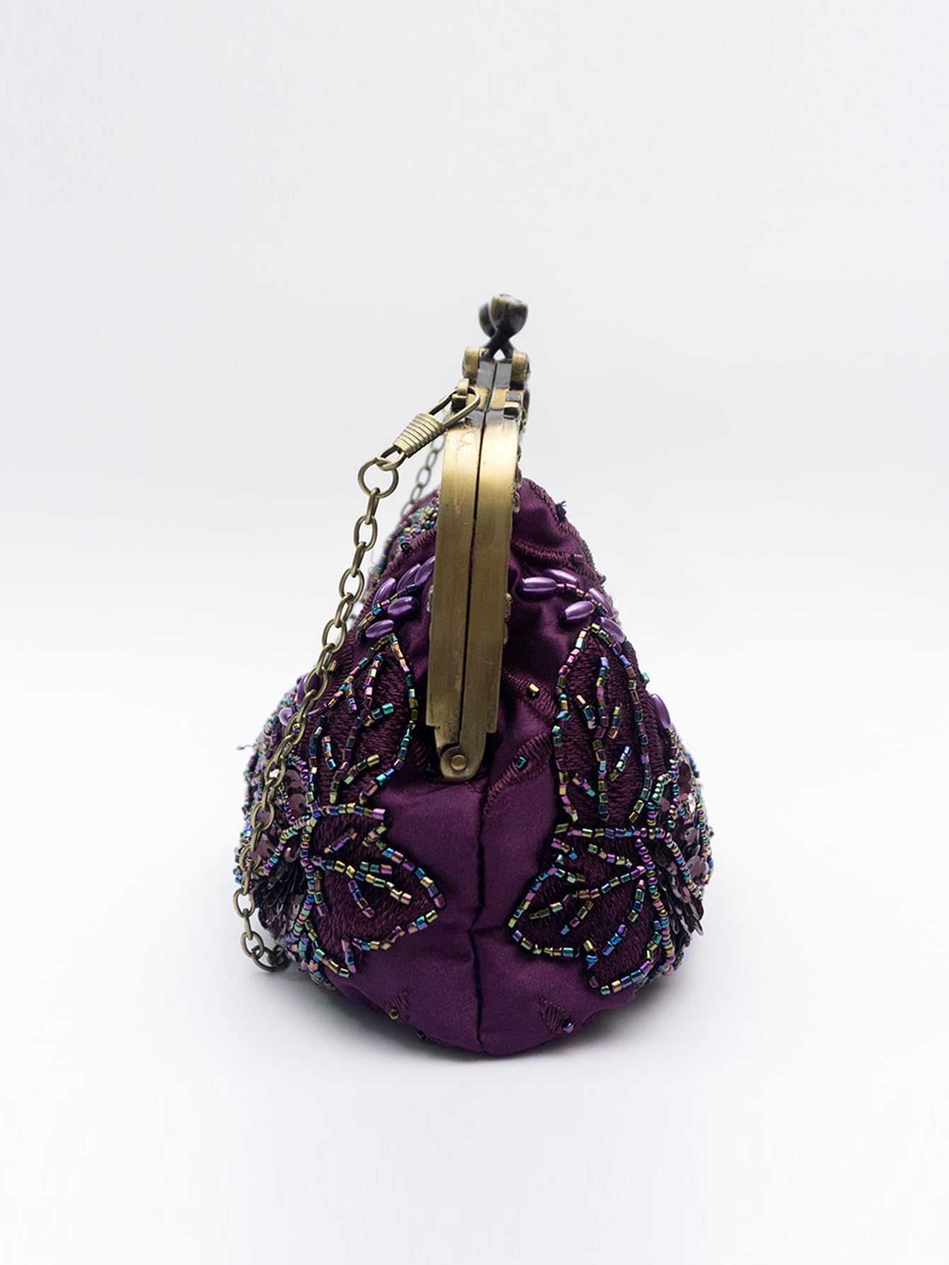 Vintage Perlen Rose Clutch Bag - Handgemachte Pailletten Abend Handtasche - Art Deco Kiss Lock Geldbörse für Hochzeit, Abschlussball, Party