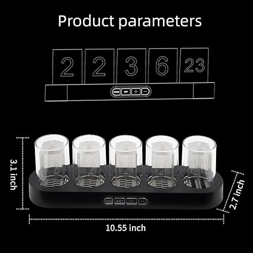 Miniatura 6 de Reloj Nixie Reloj RGB Glow-Tube Reloj Digital Creativo, no requiere montaje, 1224 horas de conmutación, múltiples modos de iluminación Decoración