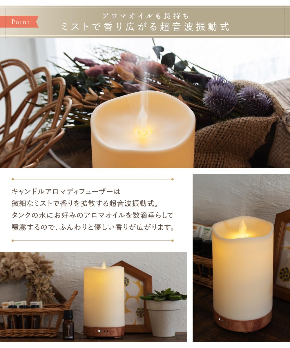Amazon | Thaleiaveil アロマディフューザー キャンドル ゆらぎ LED