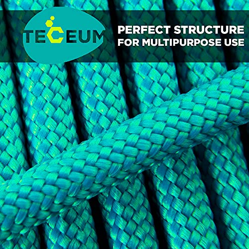 Image of TECEUM Paracord Type III 550 Green Wave - 50 ft - 4mm - Tactical Rope MIL-SPEC - Outdoor para Cord -Camping Hiking Fishing Gear and Equipment - EDC Parachute Cord - Strong Survival Rope