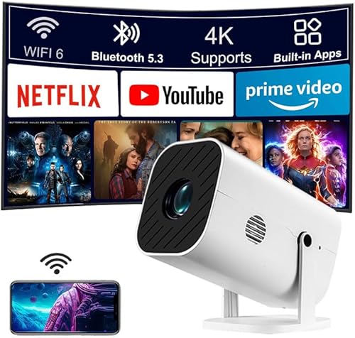 Miniatura 1 de Proyector con Wifi y Bluetooth, mini proyector de habitación, aplicación incorporada y altavoces, proyector nativo 1080P, compatible con 4K,