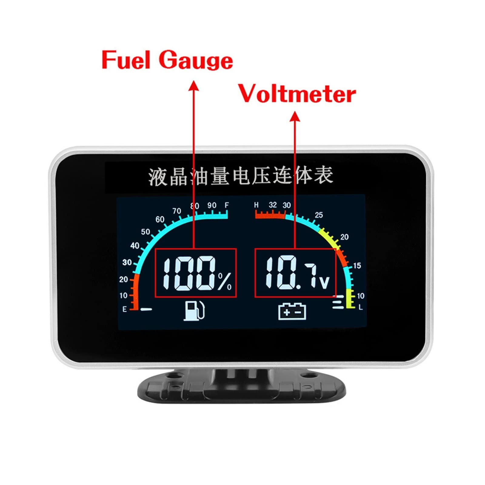 Voltmetro indicatore livello carburante 2 IN 1 con sensore galleggiante carburante Voltmetro contatore auto LCD for sensore flusso carburante auto moto 0-190 Ohm(175mm)