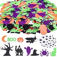 TUPARKA 220 Pcs Halloween Foam Stickers Glitter Self Adhesive Foam Stickers Assorted Foam Craft Stickers for Halloween Party Crafts Decoration