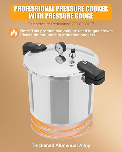 Miniatura 6 de Olla a presión de 23 cuartos de galón  Enlatadora a presión comercial de aleación de aluminio gruesa con manómetro  Utensilios de cocina a presión a