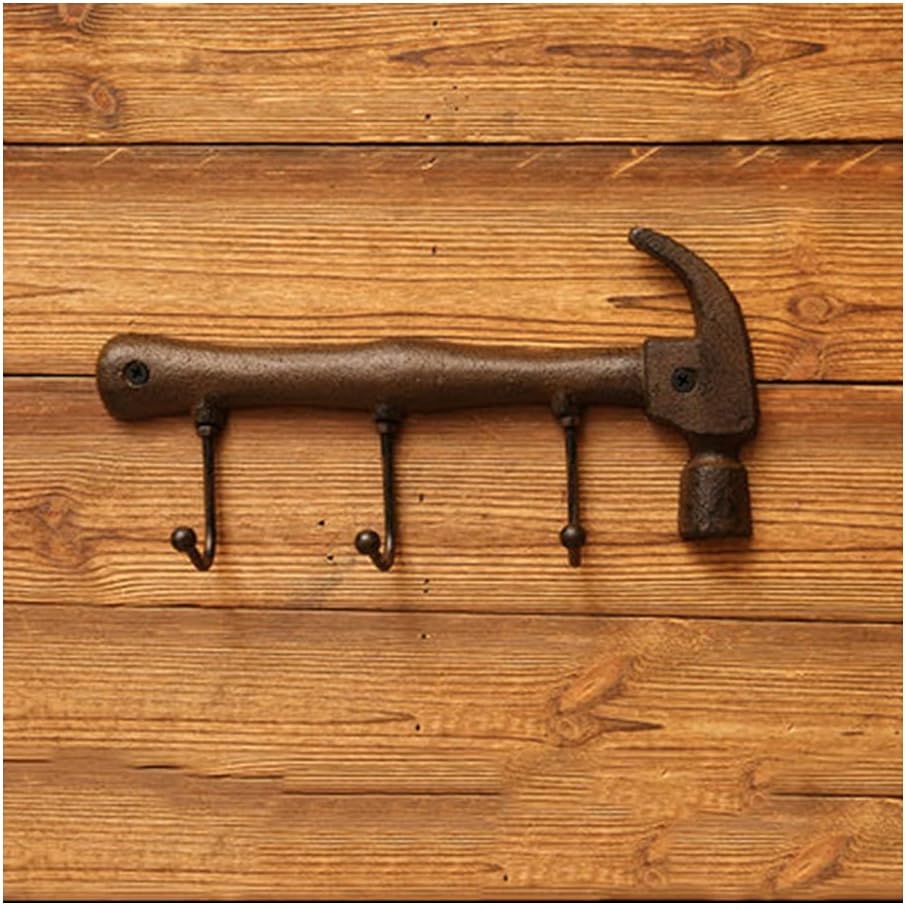 Coat Hooks Retro Wall Hanging Coat Rack Wrought Iron Hanger Hammer