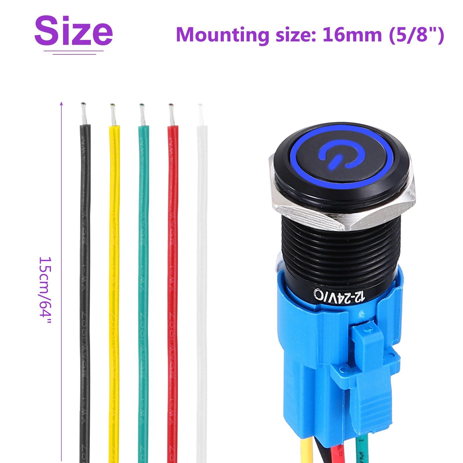 DMiotech 2 Pcs 16mm / 5/8" Push Button Switch - Image 4
