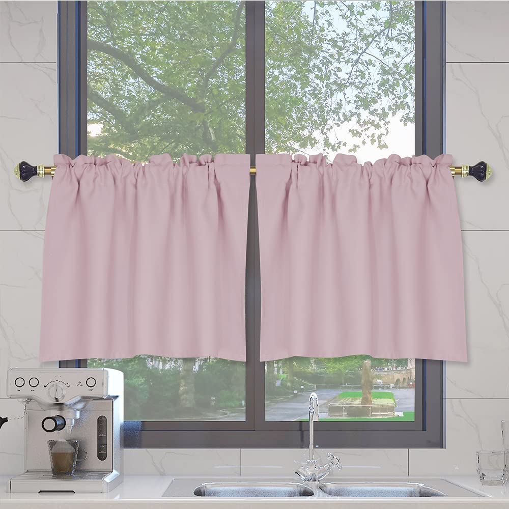 DWCN Tende Oscuranti Rosa Cipria Per Camera Da Letto – Corte 91 Cm, Termiche, Per Finestre Piccole (1 Paio, 106x91 Cm) - 3
