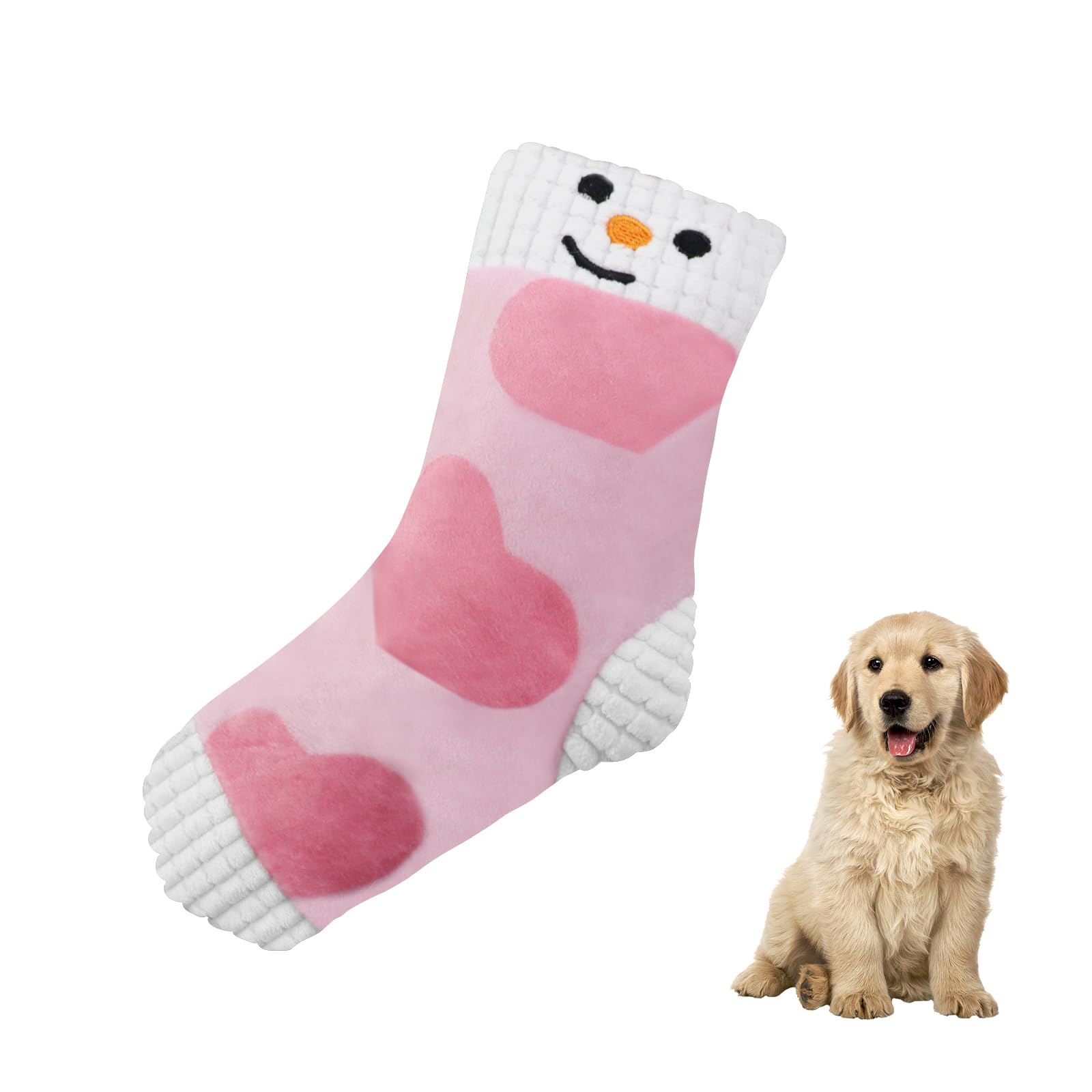 Andiker Squeaky Dog Toys, Cute Sock Shape Dog Chew Toys with Squeaker Crinkle Paper Hidden Food Hole Interactive Dog Toys for Small and Medium Dogs Chewing Teeth Grinding Playing (Pink)