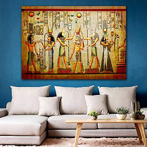 ZYWGG Lienzo Impresión Image Cuadro Faraón Egipcio Retro Lienzo Pintura Mural Pintura Mural Arte para Sala De Estar Cama Decoración De La Habitación