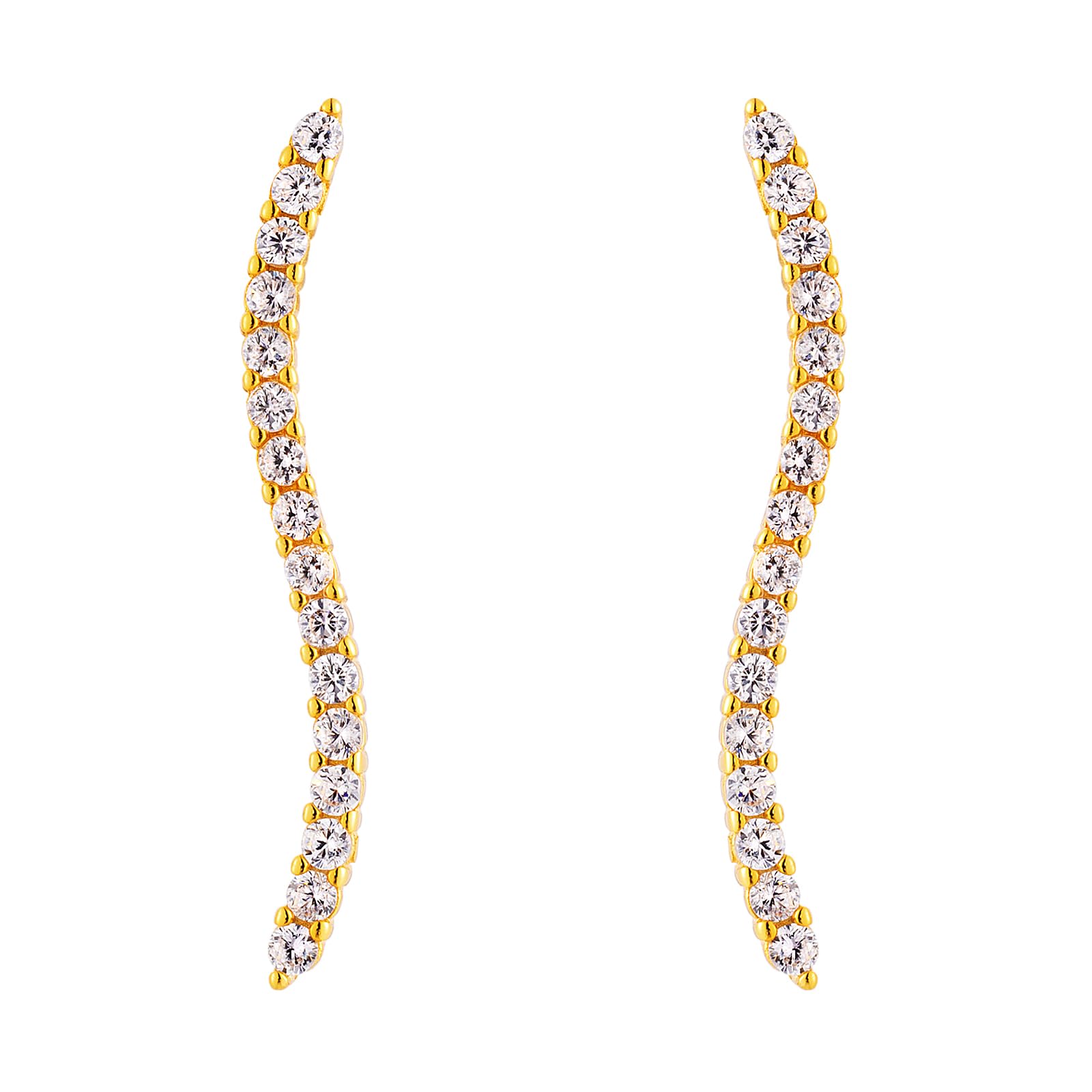 HAISWETSterling Silver Curve Drop Earrings Wave Statement Earrings Cubic Zirconia