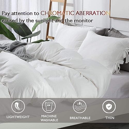 Miniatura 3 de annadaif - Juego de funda de edredón (algodón, 2-3 piezas (1-2 fundas de almohada, 1 funda de edredón), diseño de lazo ultra suave, para hombres,