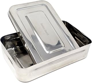 Stainless Steel Medical Dental Sterilizer Instrument Box, Organizer Jewelry/Tool Storage Tray with Lid - 8L x 5W x 2H