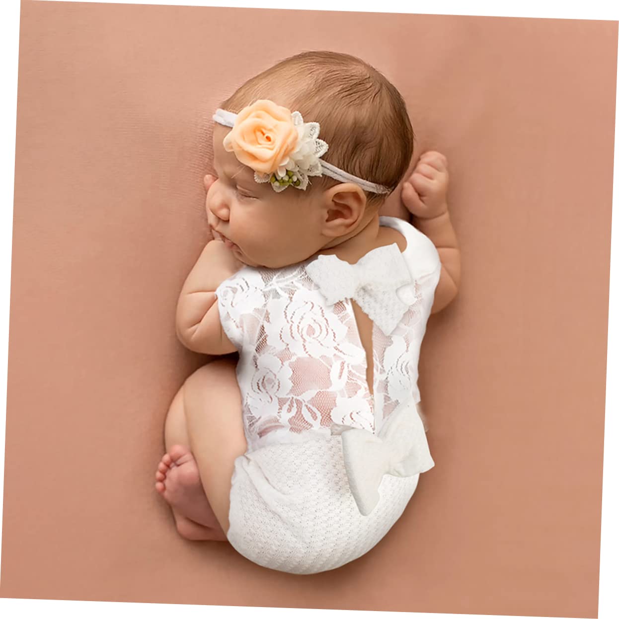 TOYANDONA 5piezas Ropa De Fotografía para Bebés Recién Nacidos Mono De Encaje Sin Mangas Lazo Accesorios para Sesiones De Fotos De Niñas Diseño Delicado y Confortable para Shower