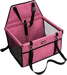 Aumentador de Carro para Animais de Estimação, Estrutura Resistente Reforçada com Gancho de Encaixe de Metal, Seguro para Assento de Carro na Frente e nas Costas, Assento de Viagem Ideal para Gatos e Cães Pequenos e Médios (Vermelho)