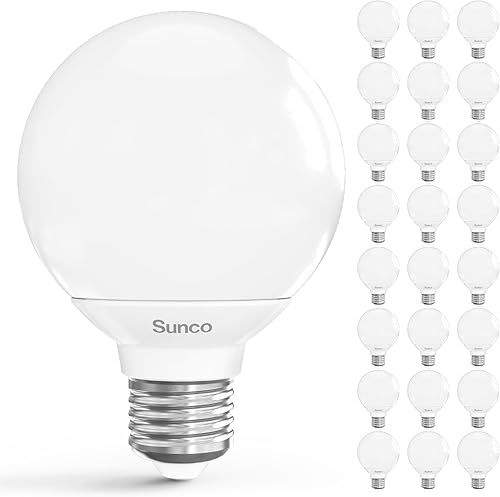 Sunco - Paquete de 24 bombillas LED G25, bombilla de baño con globo de tocador, 450 LM, luz diurna de 5000 K, 6 W (equivalente a 40 W), bombilla