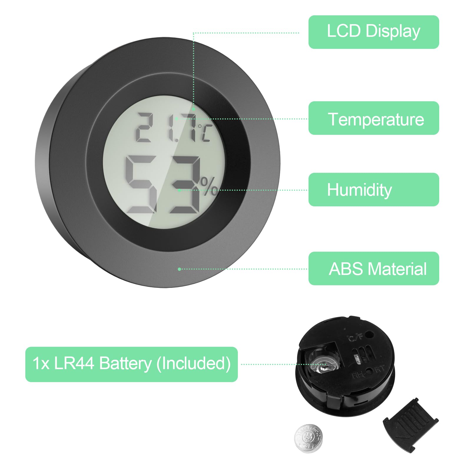 Gvolatee 6-Pak Cyfrowy Higrometr Lcd, termometr cyfrowy LCD