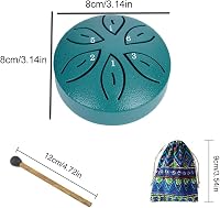 Butyeak Mini Tongue Drum - 6 Hangú Kézidob Szénacélból, 8 cm Átmérőjű Handpan Ütőhangszer Meditációhoz, Jógához, Zöld Színben 2