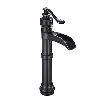 Bathfinesse Waterfall Commercial Bathroom Vessel Sink Faucet Single Handle One Hole Deck Mount Lavatory Oil Rubbed Bronze