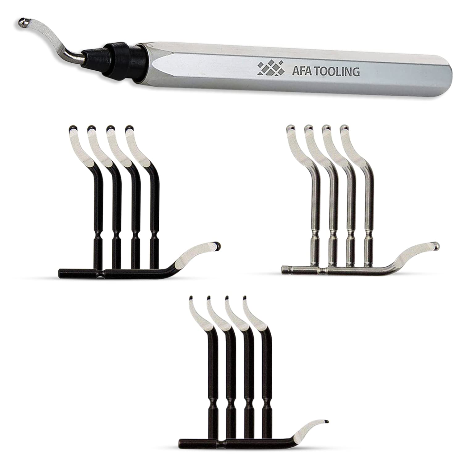 AFA Tooling - Deburring Tool with 16 High Speed Steel Swivel Blades - Works on Metal, Resin, PVC Pipes, Copper, Plastic and 3D Printed Edges - Plumbing & 3D Printing Burr Removal Reamer Tool